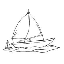 Coloriage Voilier avec deux grandes voiles sur les vagues Coloriage Voilier avec deux grandes voiles sur les vagues