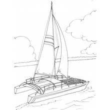 Coloriage Voilier catamaran naviguant sur l'eau Coloriage Voilier catamaran naviguant sur l'eau
