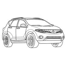 Coloriage Voiture moderne de type SUV en vue de trois-quarts