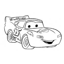Coloriage Flash McQueen souriant en course