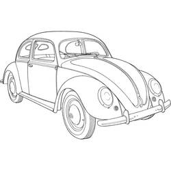 Coloriage Voiture rétro type coccinelle vue de trois-quarts