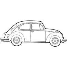 Coloriage Coccinelle Volkswagen avec logo VW sur les roues