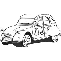 Coloriage Voiture Citroën 2CV avec le numéro 007