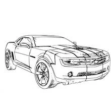 Coloriage Voiture de sport façon Bumblebee avec bandes de course