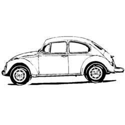 Coloriage Ancienne voiture aux ailes bombées et pneus gris
