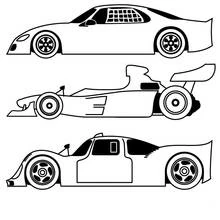 Coloriage Trois voitures de sport vues de profil