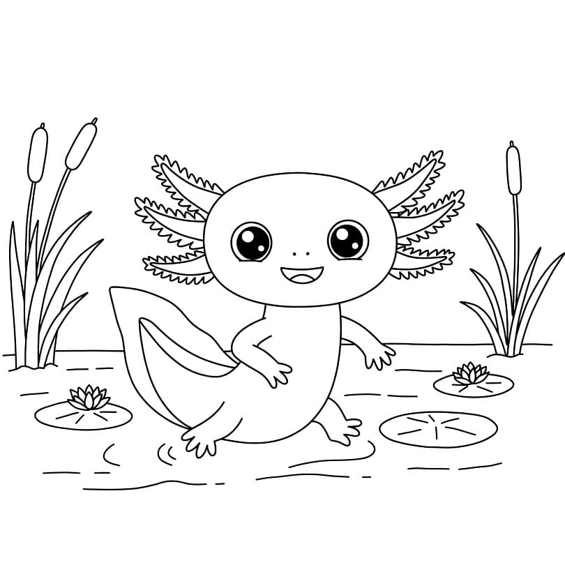 免费墨西哥钝口螈着色页 #220210 来自动物合集