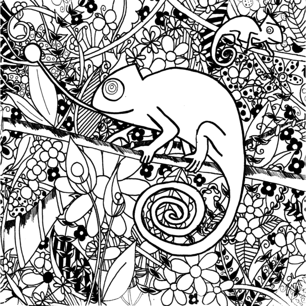 免费变色龙着色页 #1406 来自动物合集